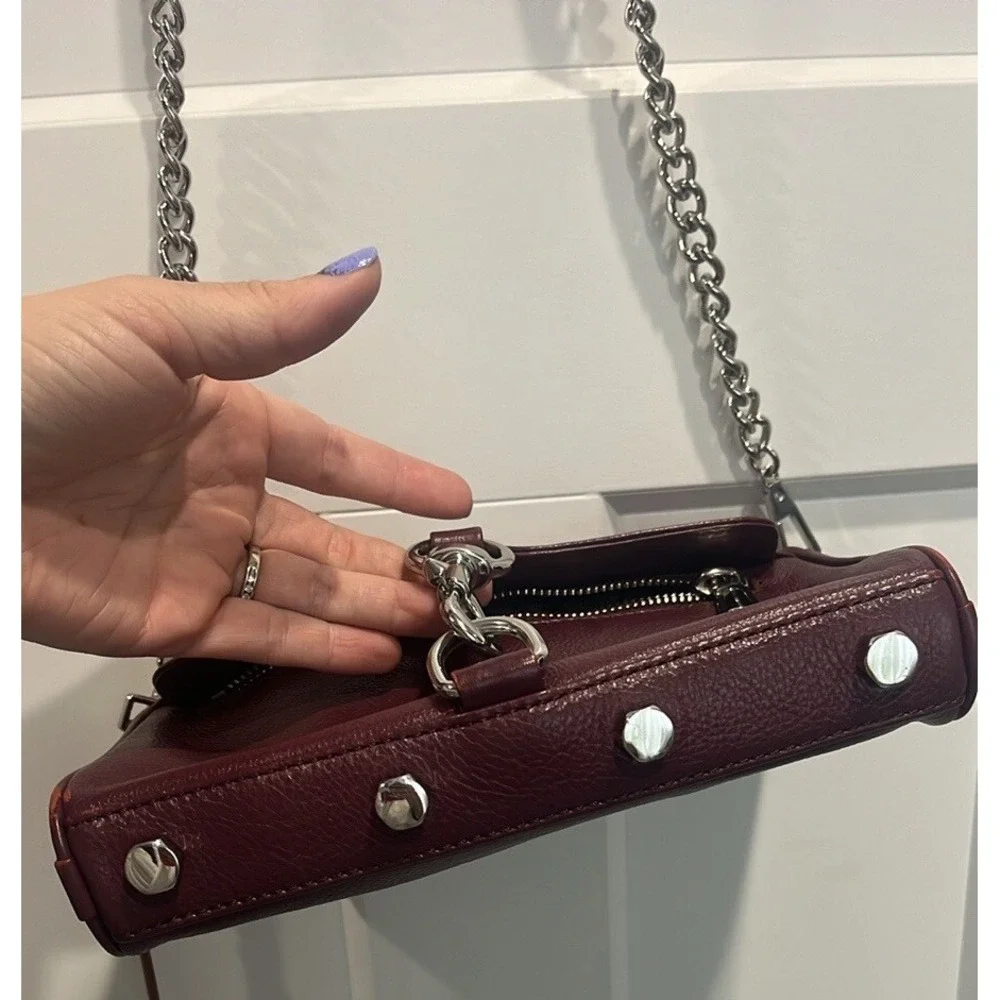Rebecca Minkoff Crossbody Purse Leather Silver‎ Hardware Burgundy Color Bag